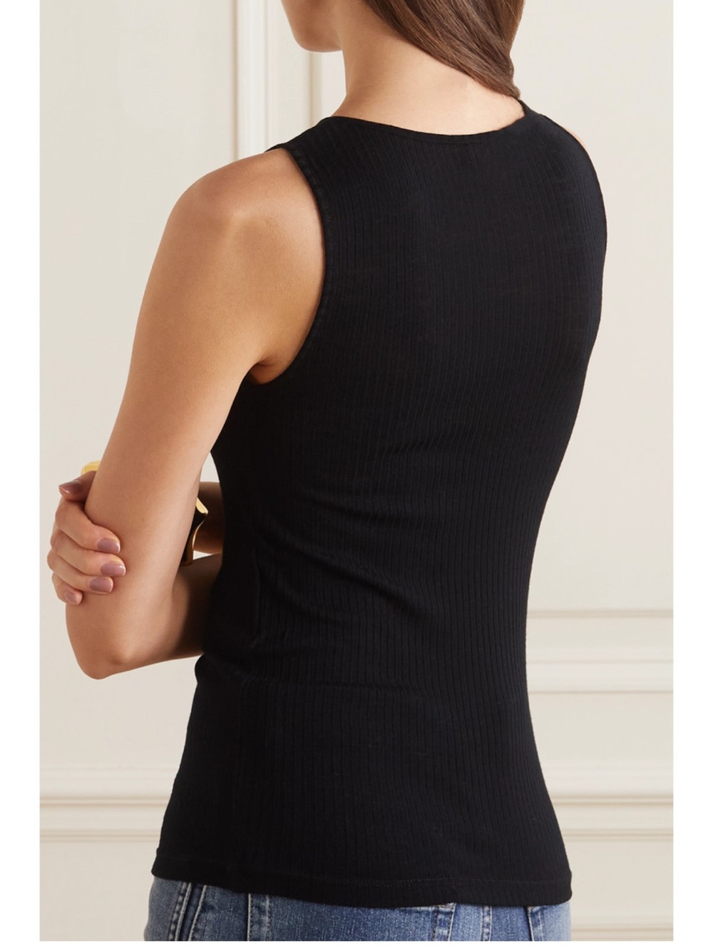 Saint Laurent Black Slim Ribbed Tank - Picture 3 of 7